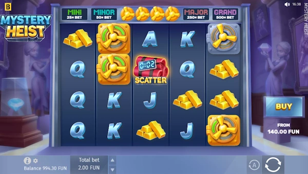 Mystery Heist base game screenshot showing reels and features