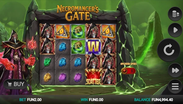 Necromancers Gate base game screenshot showing reels and features