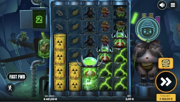Screenshot of Nuukd slot demo showing reels and bonus game features