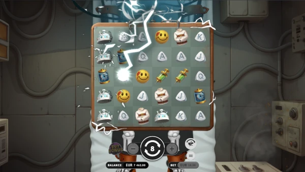 Screenshot of Oh My Gods slot demo showing reels and bonus game features