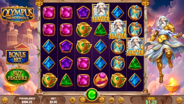 Olympus Thunderhold base game screenshot showing reels and features