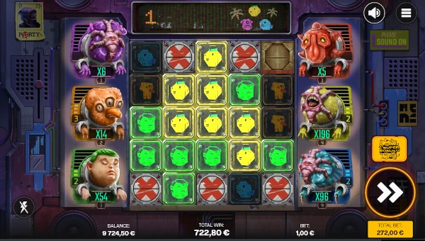 Screenshot of Orphan Organ slot demo showing reels and bonus game features