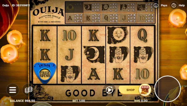Ouija base game screenshot showing reels and features