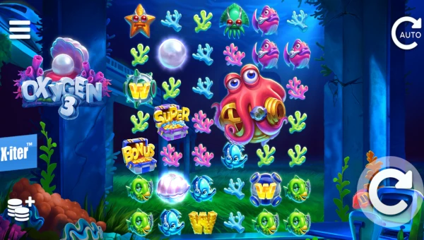 Oxygen 3 base game screenshot showing reels and features