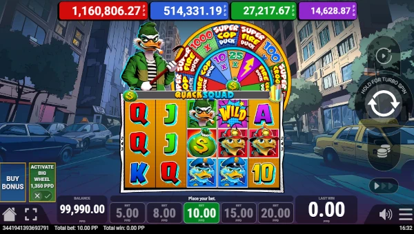 Base Game Screenshot of Quack Squad Slot by PatePlay