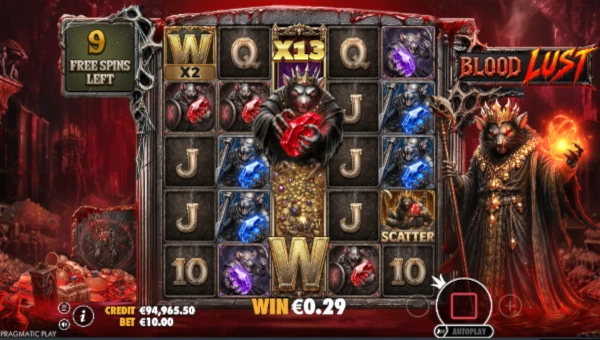 Screenshot of Rat Royale slot demo showing reels and bonus game features