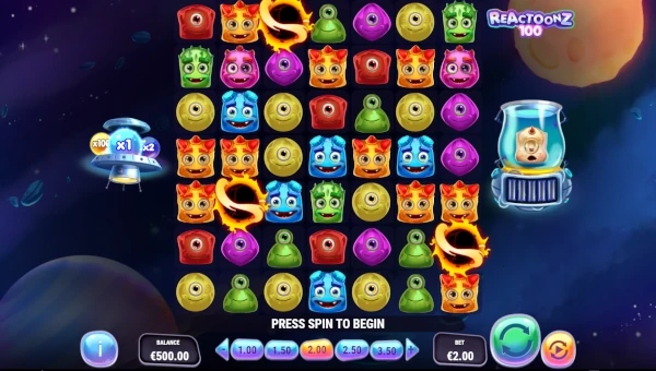 Base Game Screenshot of Reactoonz 100 Slot by Play'n GO