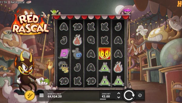 Red Rascal base game screenshot showing reels and features