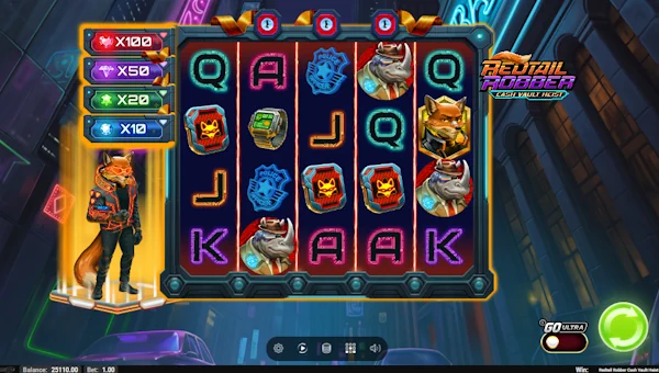 Redtail Robber Cash Vault Heist base game screenshot showing reels and features