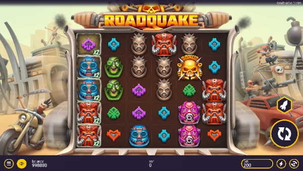 Roadquake base game screenshot showing reels and features