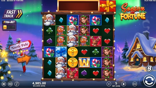 Season of Fortune base game screenshot showing reels and features