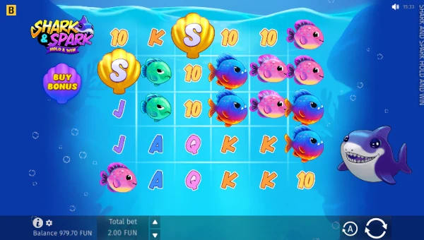 Shark and Spark base game screenshot showing reels and features