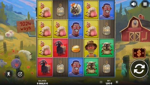 Sheeple base game screenshot showing reels and features