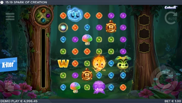 Spark of Creation base game screenshot showing reels and features