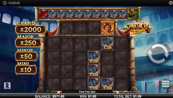Spartacus Lightning Blitz bonus game