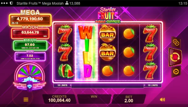 Starlite Fruits Mega Moolah gameplay