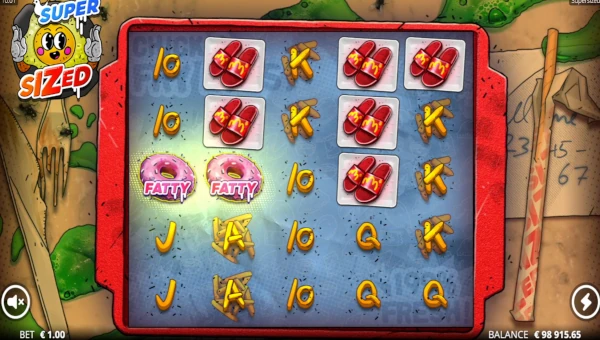 Supersized base game screenshot showing reels and features