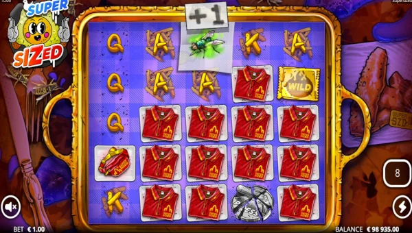 Screenshot of Supersized slot demo showing reels and bonus game features