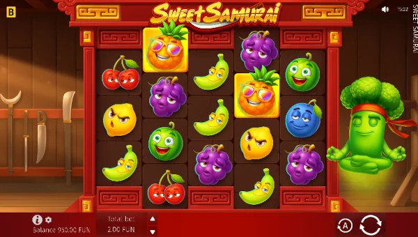 Sweet Samurai base game screenshot showing reels and features