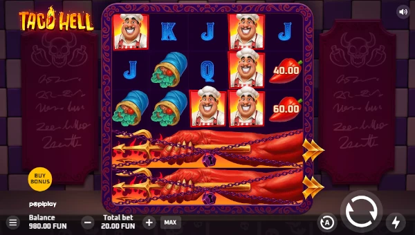 Taco Hell base game screenshot showing reels and features