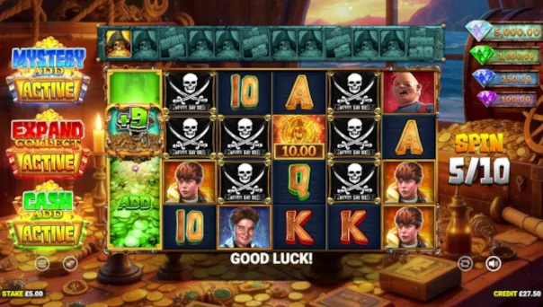 Screenshot of The Goonies Quest for Treasure 3 slot demo showing reels and bonus game features