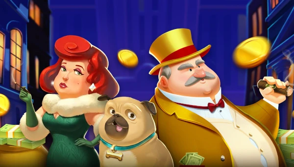 Screenshot of The Great Banker slot demo showing reels and bonus game features