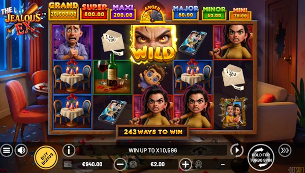 The Jealous Ex base game screenshot showing reels and features