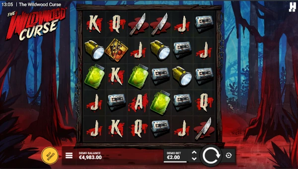 The Wildwood Curse base game screenshot showing reels and features