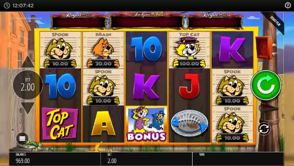 Top Cat Most Wanted Jackpot King gameplay