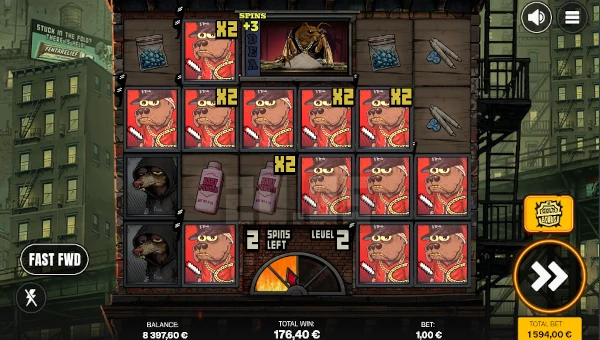 Screenshot of Trap Tower slot demo showing reels and bonus game features
