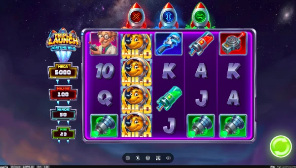 Triple Launch Fortune Wild base game screenshot showing reels and features