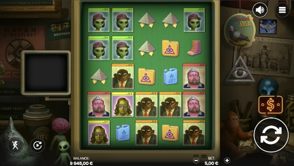 Truth base game screenshot showing reels and features