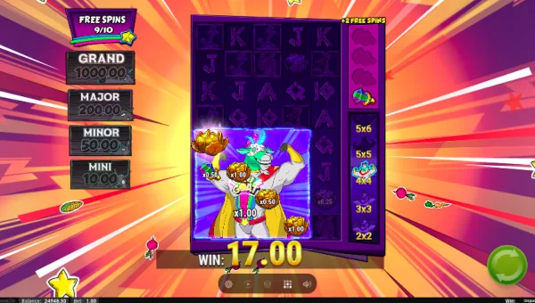Screenshot of Unigoat slot demo showing reels and bonus game features