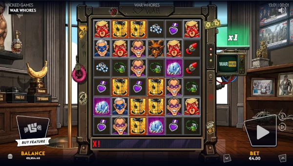 War Whores base game screenshot showing reels and features