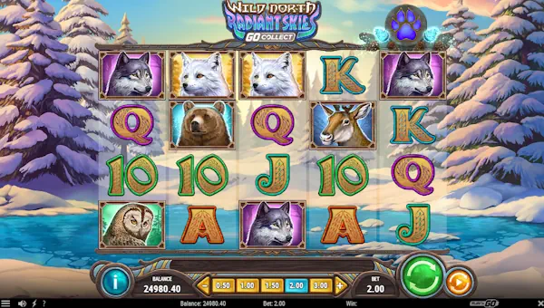 Wild North Radiant Skies base game screenshot showing reels and features