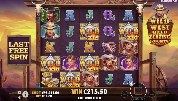 Wild West Gold Blazing Bounty bonus game