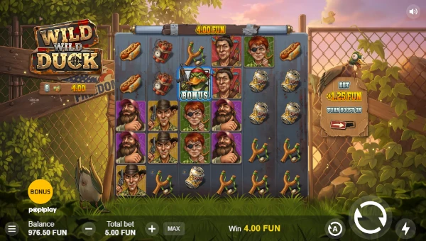 Wild Wild Duck base game screenshot showing reels and features