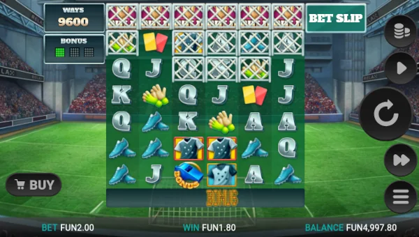World Class Kick Off Dream Drop base game screenshot showing reels and features