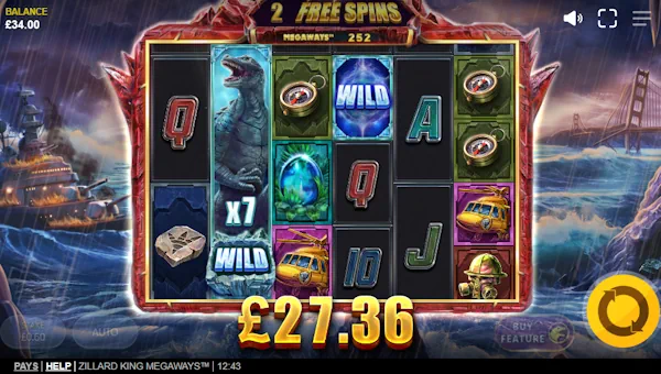 Zillard King Megaways bonus game